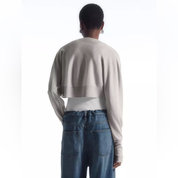 COS Cropped Wool Blend Cardigan Beige Metallic Size M - Picture 3 of 8